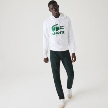 Lacoste Hooded Fleece Sweatshirt With Printed Logo Pánské - Mikiny Bílé | CZ-wKihFB